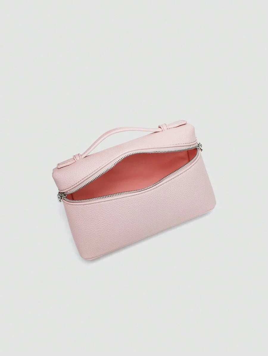 EVLO – Kleine Handtasche aus genarbtem Leder – Rosa