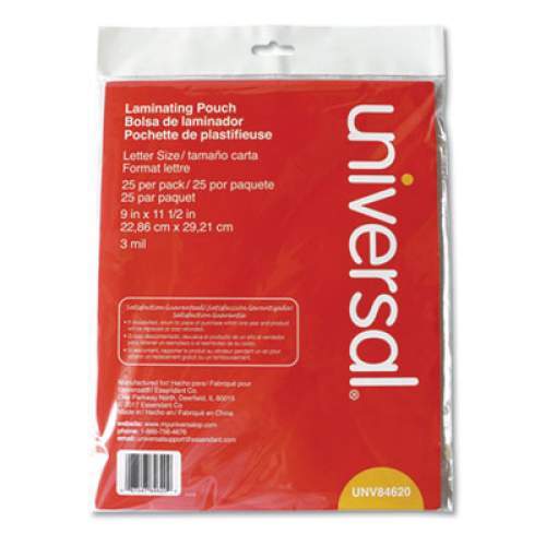 84620 3 Mil 9 x 11 1/2 25/Pack Universal Clear Laminating Pouches